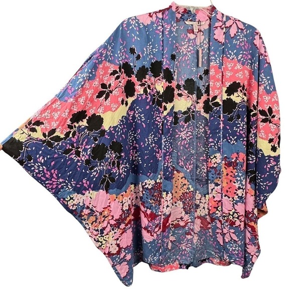 Victoria's Secret Floral Kimono Cardigan Cover Up Blouse Open Front‎ Size XS/S - Picture 3 of 8